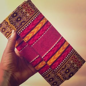 NWOT Pink Ankara African Print Envelope Clutch